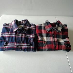 Jachs Set Of 2 Mens Cotton Flannel Mens Shirts M Check Plaid Modern Outdoorsy